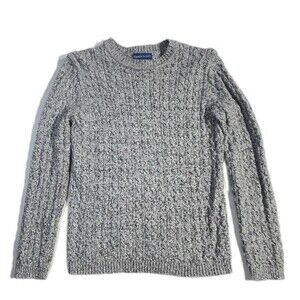 Karen Scott grey marled cable-knit crewneck sweater Size Medium